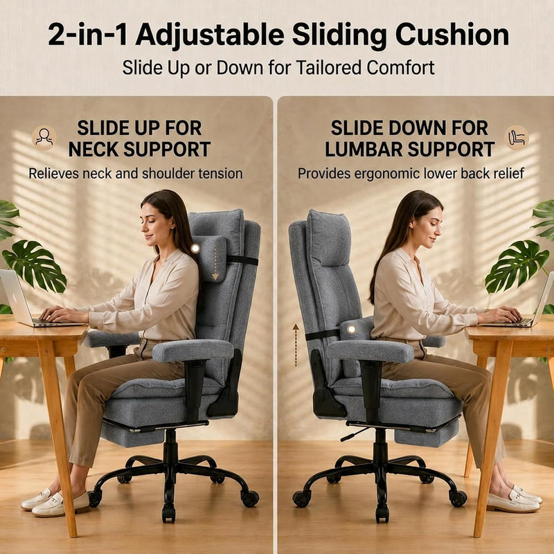 Office Chair with Pocket Spring Cushion Ergonomic Fabric