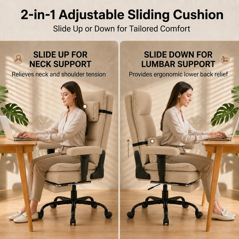 Office Chair with Pocket Spring Cushion Ergonomic Fabric