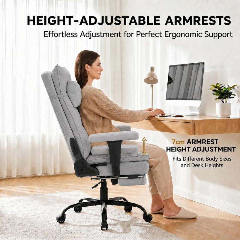 Office Chair with Pocket Spring Cushion Ergonomic Fabric