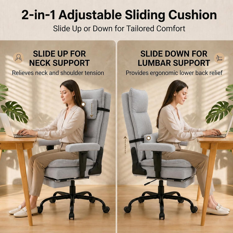Office Chair with Pocket Spring Cushion Ergonomic Fabric