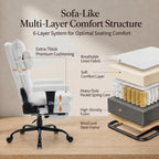 Office Chair with Pocket Spring Cushion Ergonomic Fabric