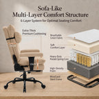 Office Chair with Pocket Spring Cushion Ergonomic Fabric