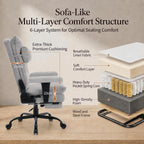 Office Chair with Pocket Spring Cushion Ergonomic Fabric