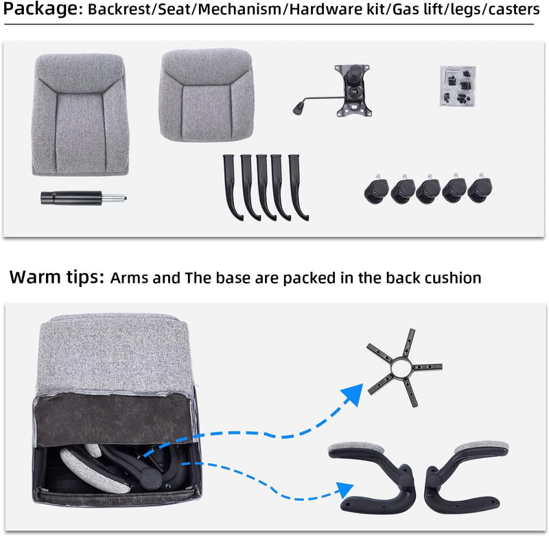 Office Chairs for Home Ergonomic Fabric Desk Chair