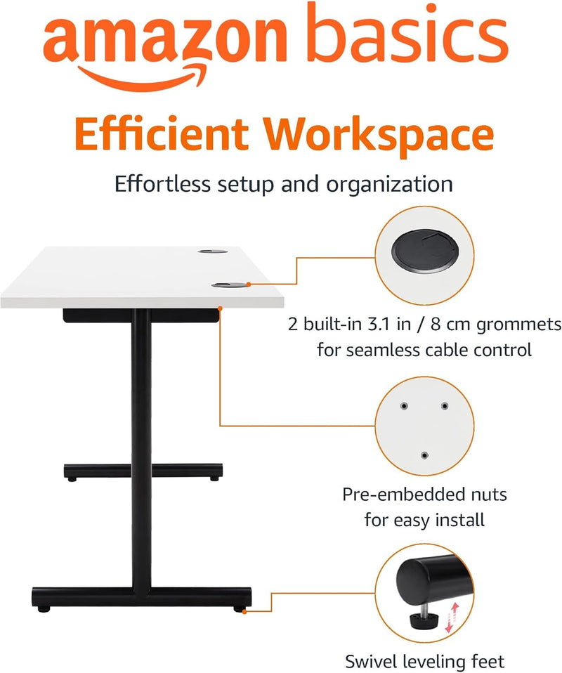 Office Computer Desk Beech Desktop and Frame Rectangular
