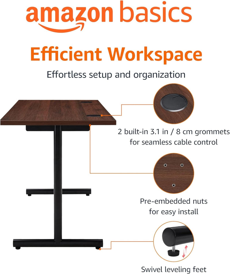 Office Computer Desk Beech Desktop and Frame Rectangular