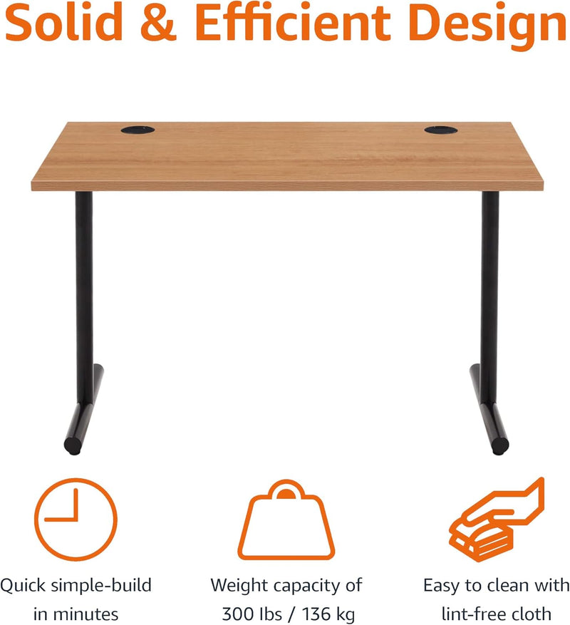 Office Computer Desk Beech Desktop and Frame Rectangular