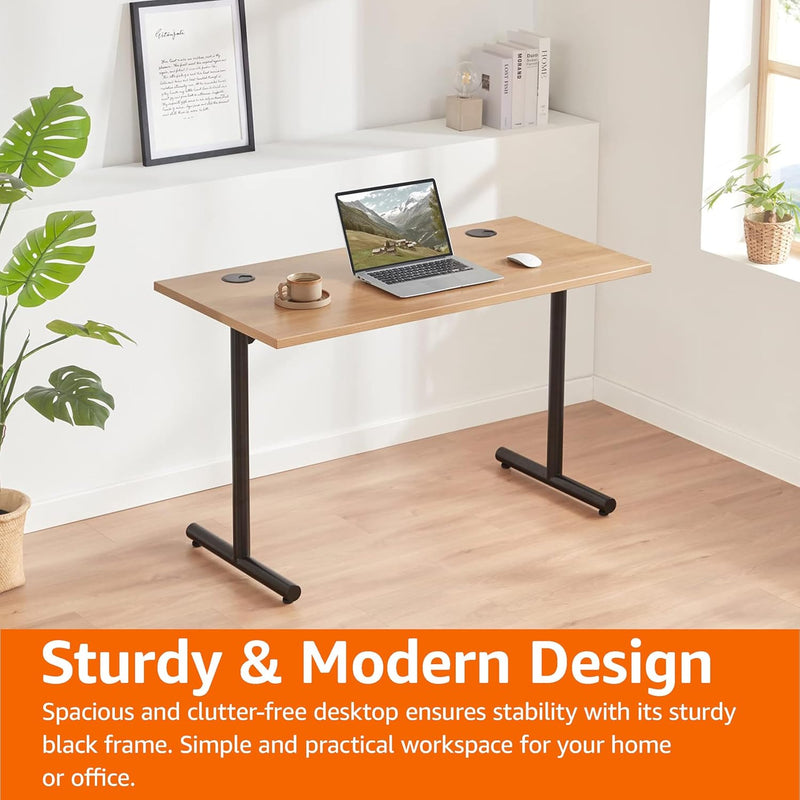 Office Computer Desk Beech Desktop and Frame Rectangular