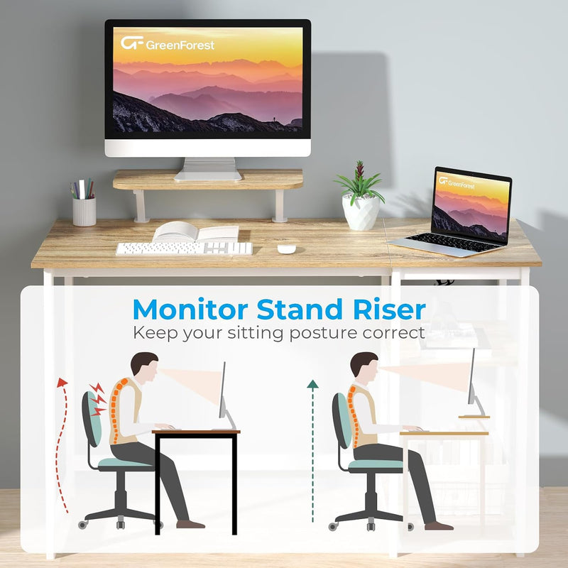 Office Desk 120CM with Monitor Stand Study Computer
