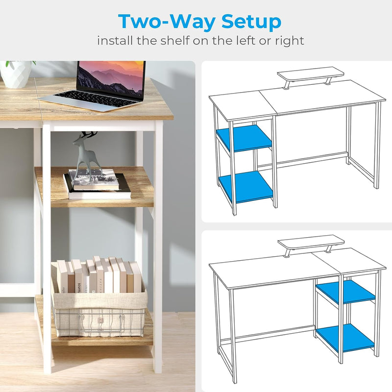 Office Desk 120CM with Monitor Stand Study Computer