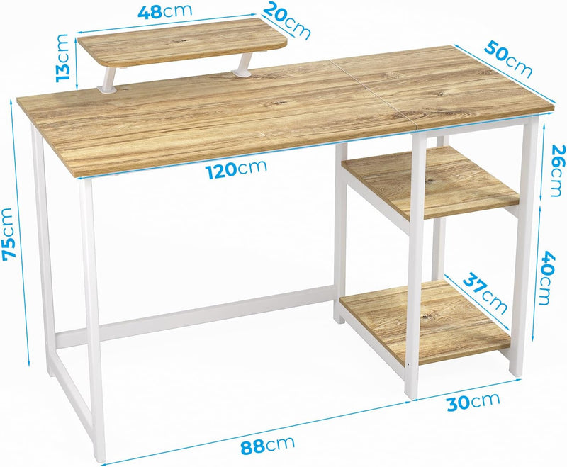 Office Desk 120CM with Monitor Stand Study Computer