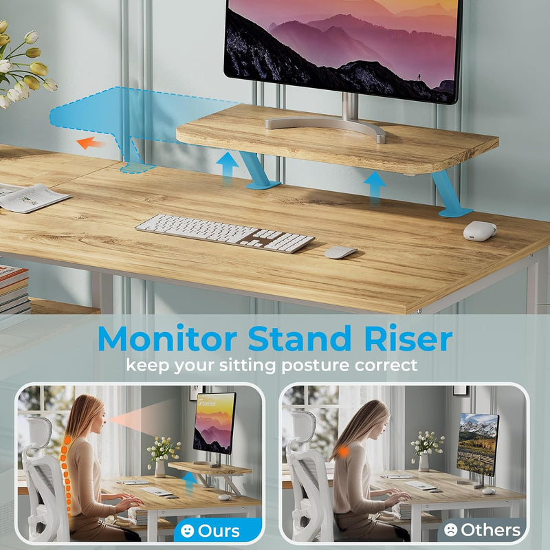Office Desk 120CM with Monitor Stand Study Computer