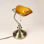 Office Desk Lamp Vintage Glass Table with Brass