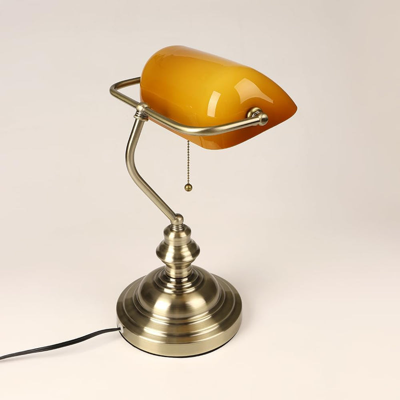 Office Desk Lamp Vintage Glass Table with Brass
