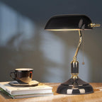 Office Desk Lamp Vintage Glass Table with Brass