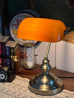 Office Desk Lamp Vintage Glass Table with Brass