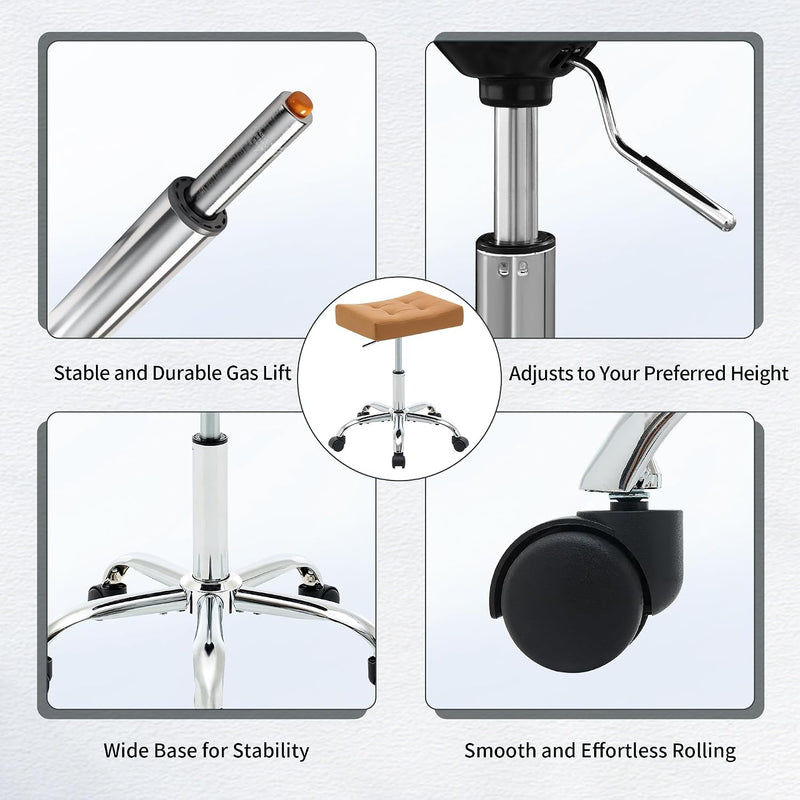 Office Stool with Wheels Faux Leather Workbench