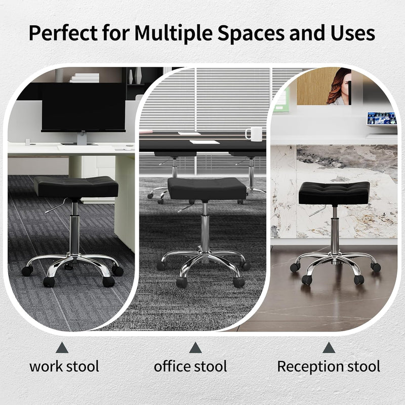 Office Stool with Wheels Faux Leather Workbench