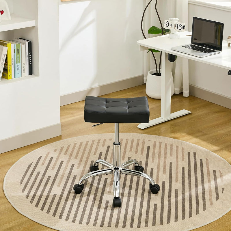 Office Stool with Wheels Faux Leather Workbench