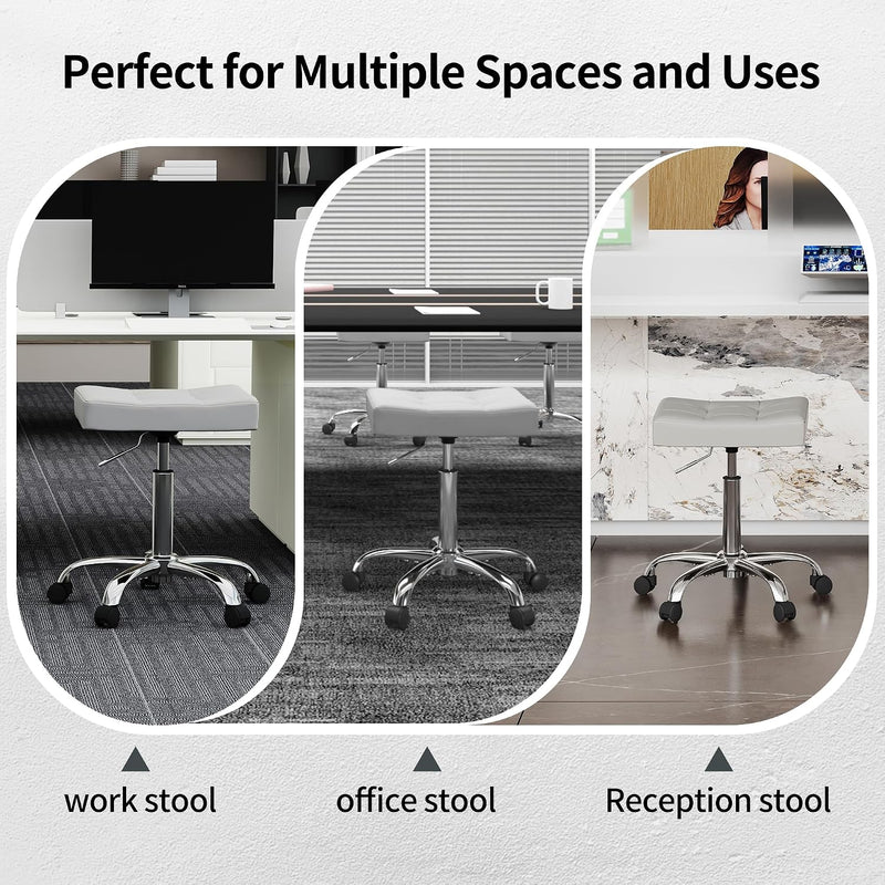Office Stool with Wheels Faux Leather Workbench