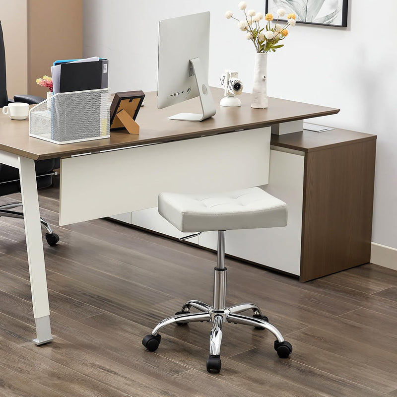 Office Stool with Wheels Faux Leather Workbench