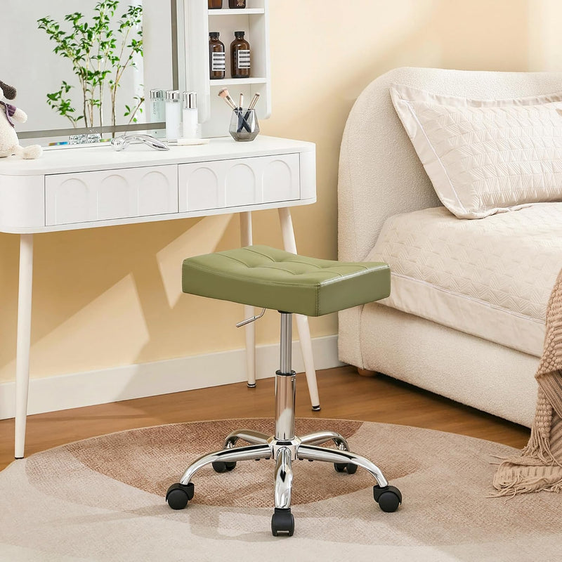Office Stool with Wheels Faux Leather Workbench