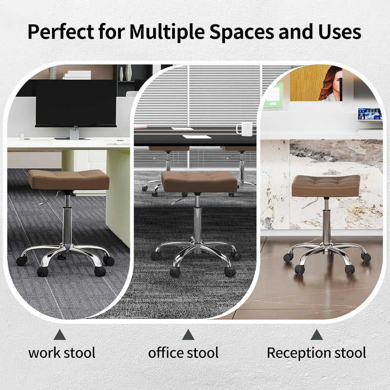 Office Stool with Wheels Faux Leather Workbench