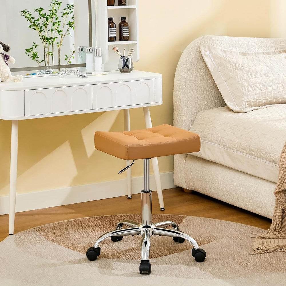 Office Stool with Wheels Faux Leather Workbench