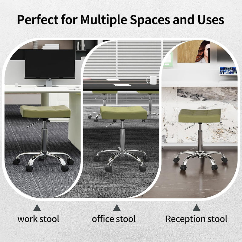 Office Stool with Wheels Faux Leather Workbench
