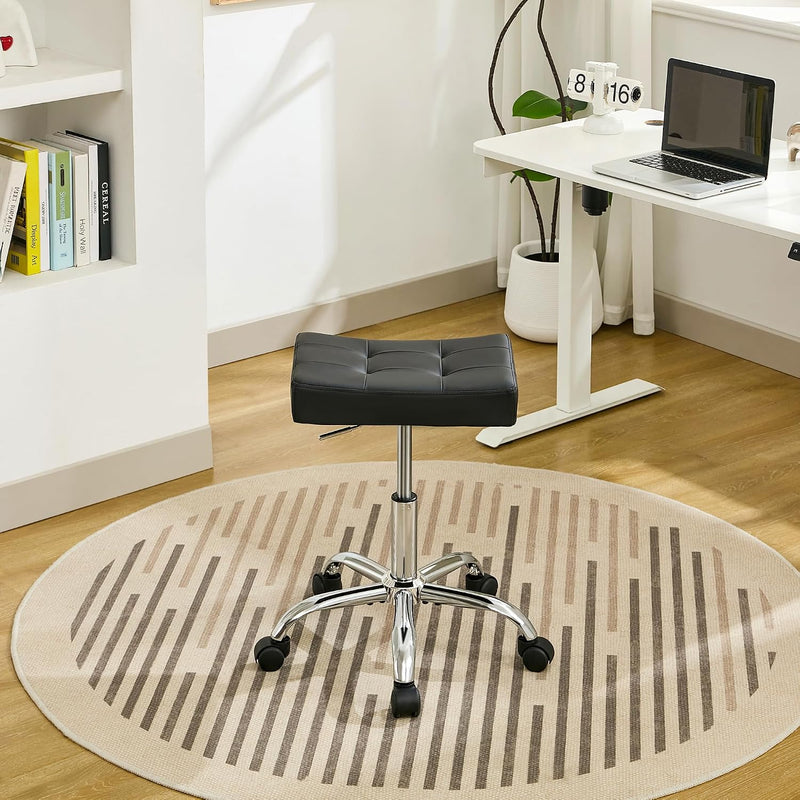 Office Stool with Wheels Faux Leather Workbench