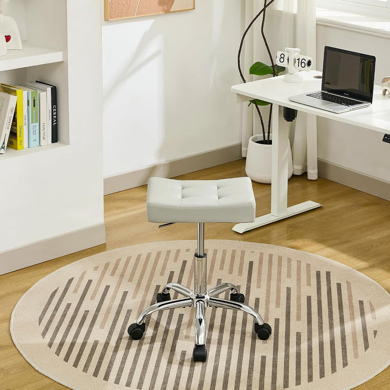 Office Stool with Wheels Faux Leather Workbench