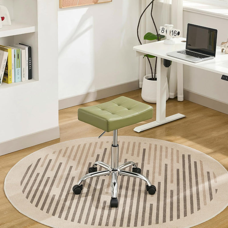 Office Stool with Wheels Faux Leather Workbench