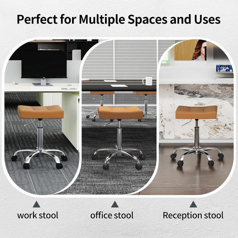 Office Stool with Wheels Faux Leather Workbench