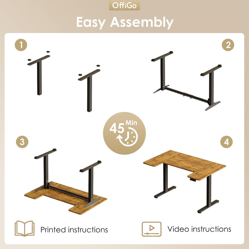 Adjustable Desk U Shaped Standing with 3 Memory