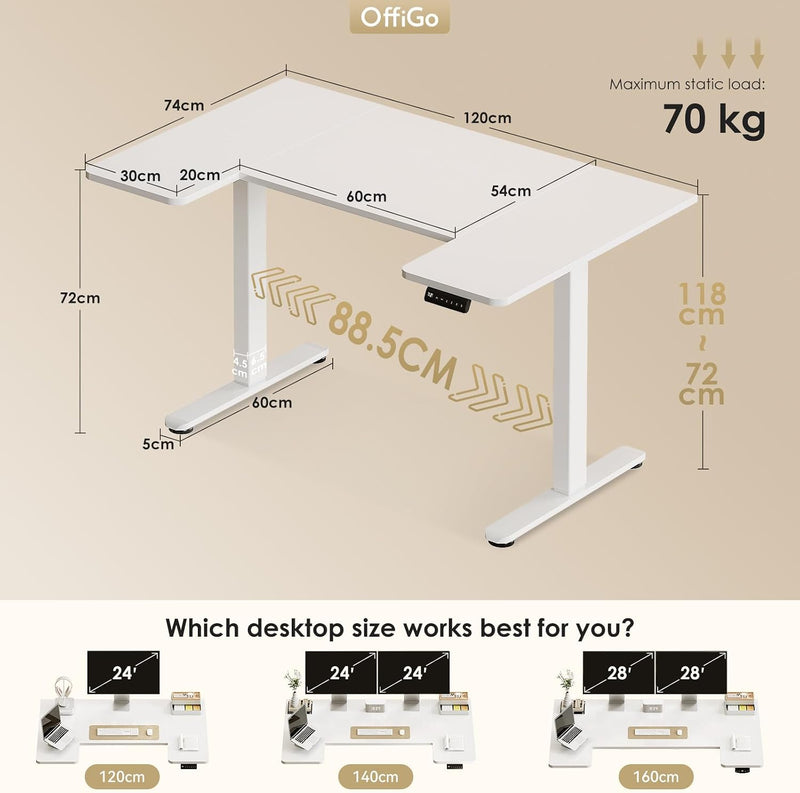 Adjustable Desk U Shaped Standing with 3 Memory