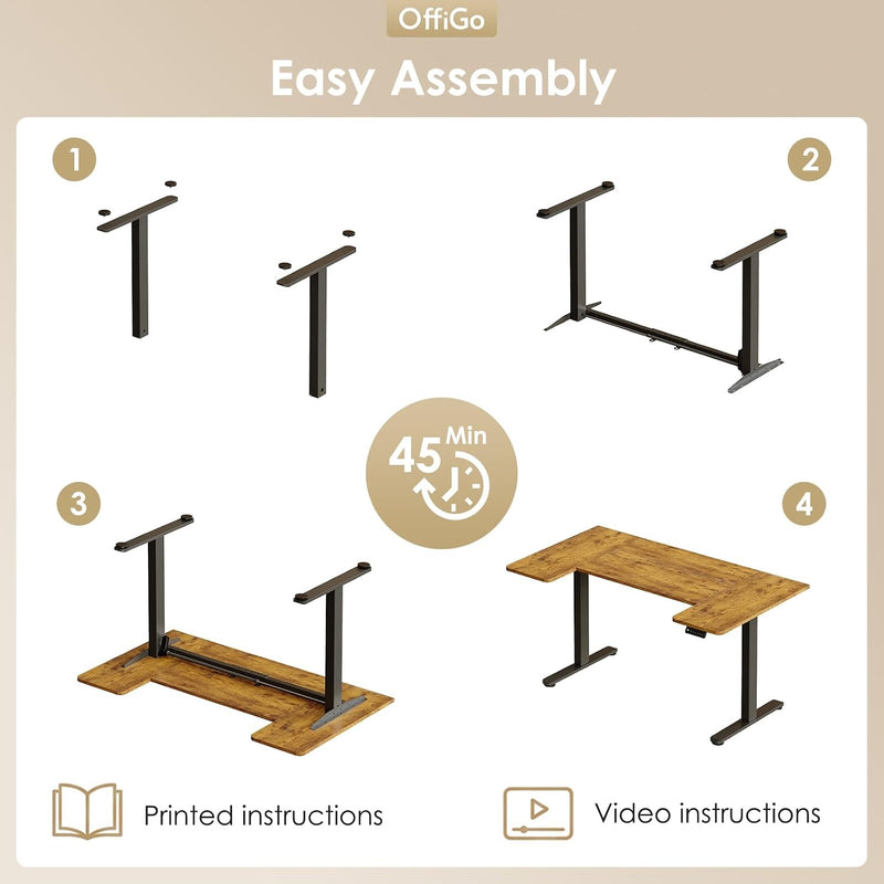 Adjustable Desk U Shaped Standing with 3 Memory