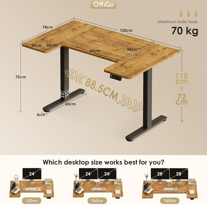 Adjustable Desk U Shaped Standing with 3 Memory