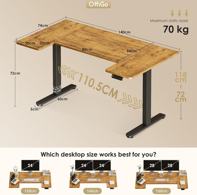 Adjustable Desk U Shaped Standing with 3 Memory