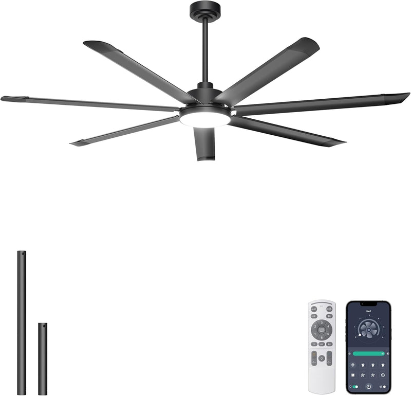 84 Inch Ceiling Fans with Lights Large Industrial