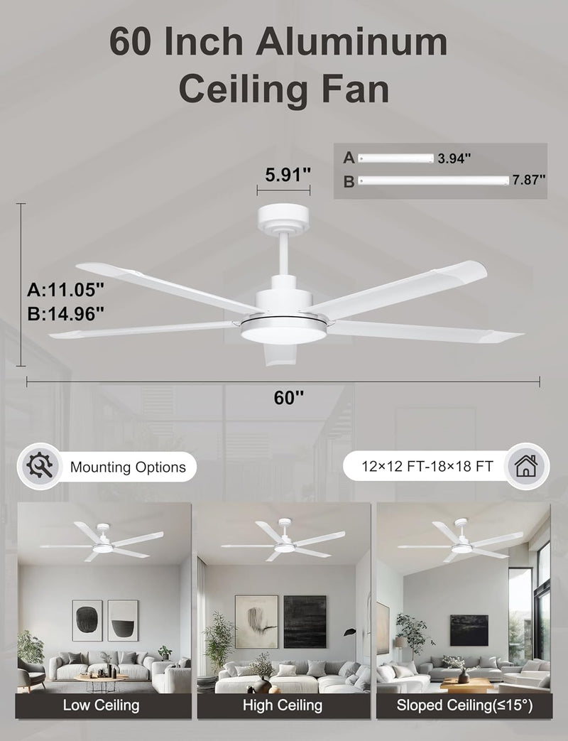 84 Inch Ceiling Fans with Lights Large Industrial