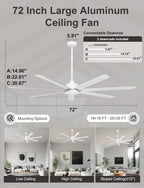 84 Inch Ceiling Fans with Lights Large Industrial