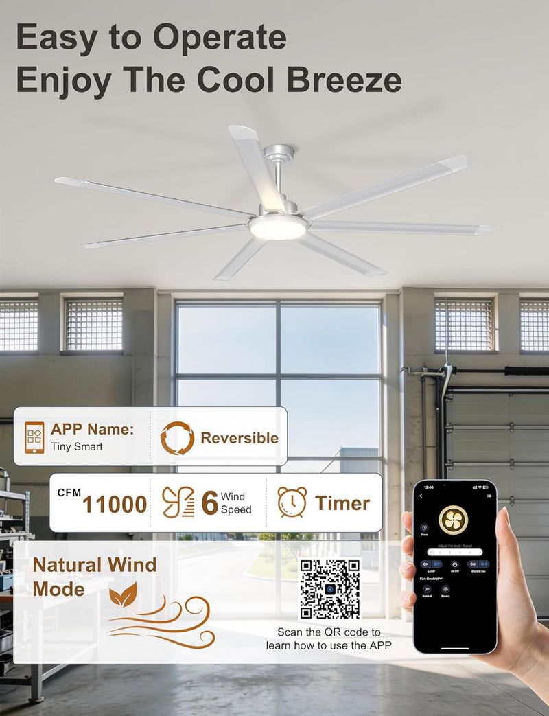 84 Inch Ceiling Fans with Lights Large Industrial