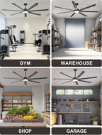 84 Inch Ceiling Fans with Lights Large Industrial