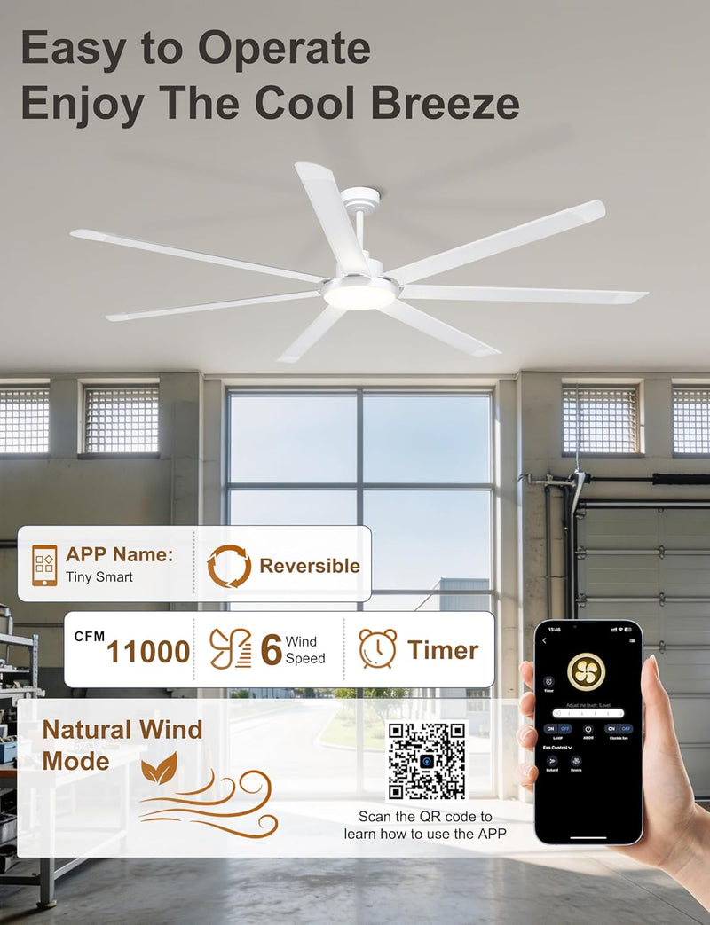 84 Inch Ceiling Fans with Lights Large Industrial