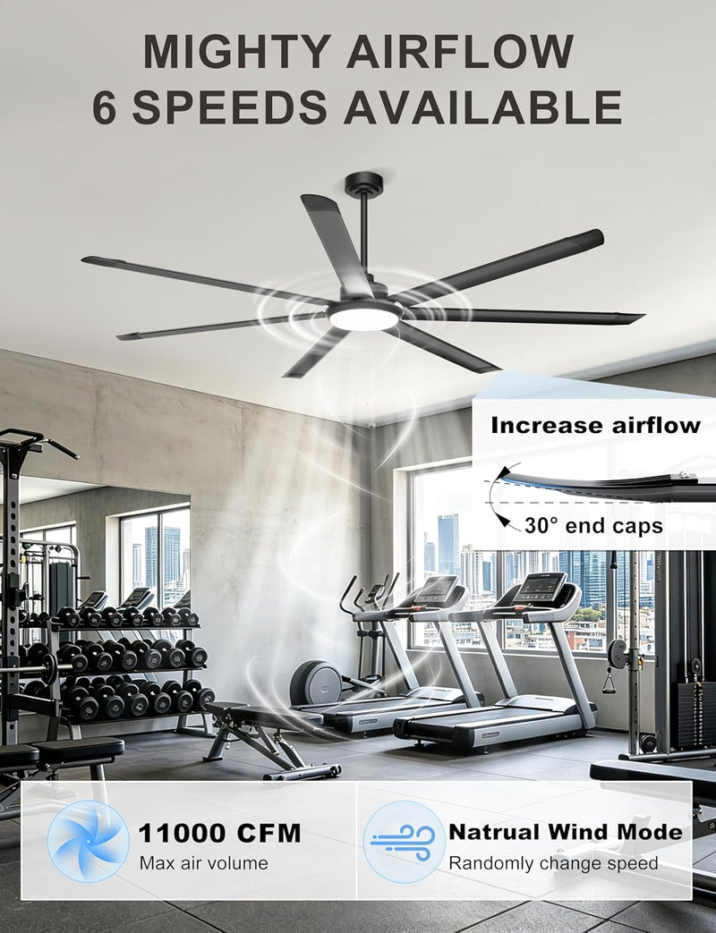84 Inch Ceiling Fans with Lights Large Industrial
