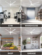 84 Inch Ceiling Fans with Lights Large Industrial