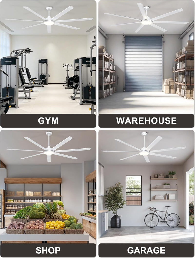 84 Inch Ceiling Fans with Lights Large Industrial