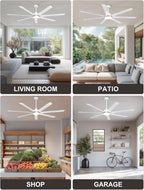 84 Inch Ceiling Fans with Lights Large Industrial