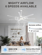 84 Inch Ceiling Fans with Lights Large Industrial