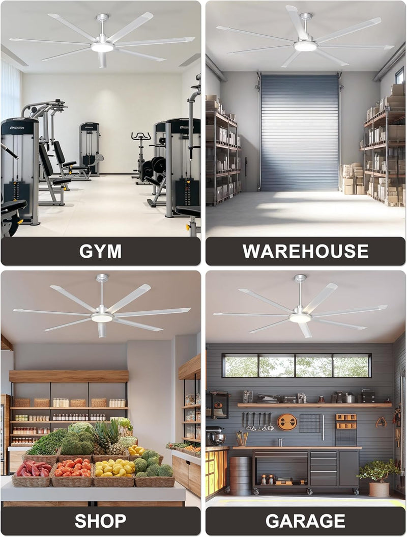 84 Inch Ceiling Fans with Lights Large Industrial